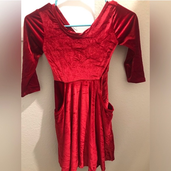 Other - Petticoat Patch Red Velvet Pocket Skater Dress NWOT